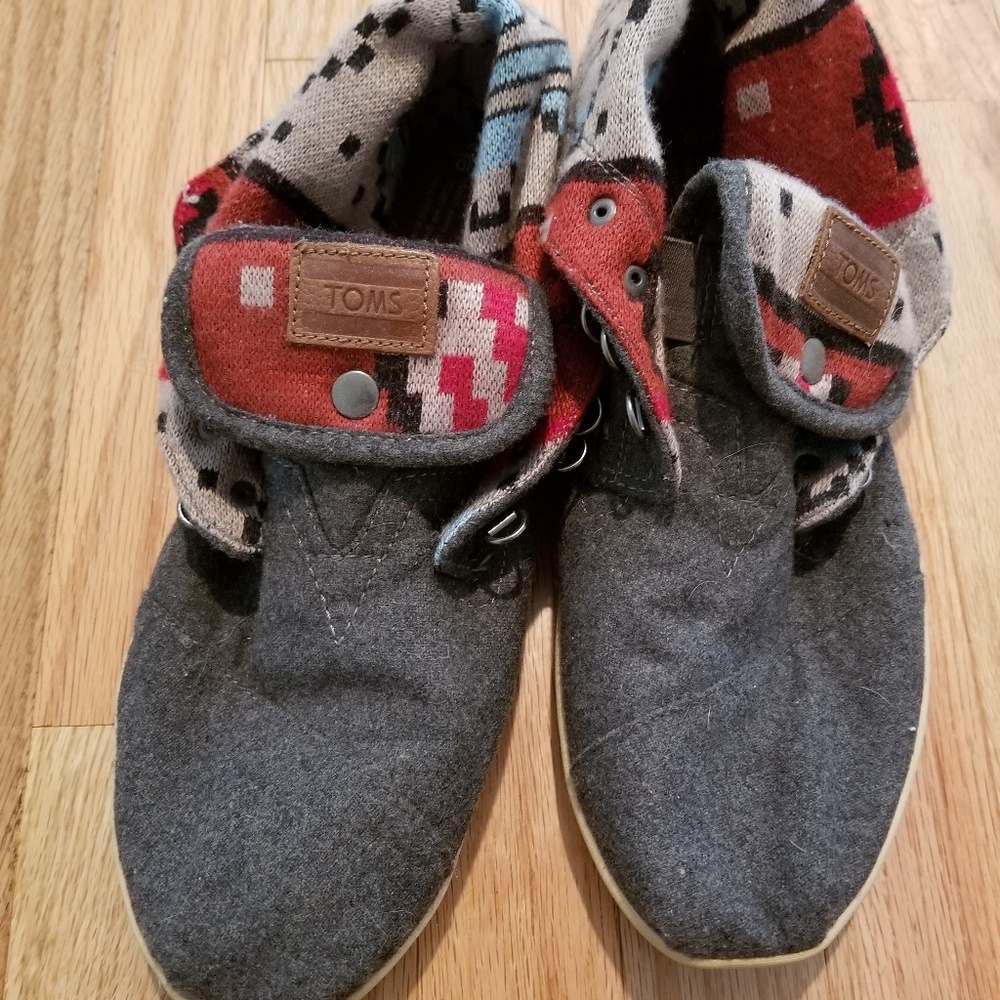 Toms Aztec Print Foldable Gray Hightops